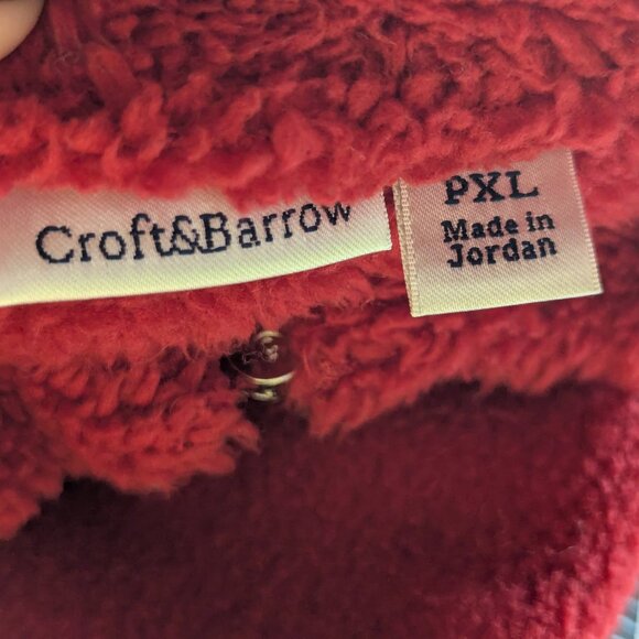 Croft & Barrow Festive Red Zip Front Fleece Jacket Snowflake Design Size PXL - Picture 9 of 15
